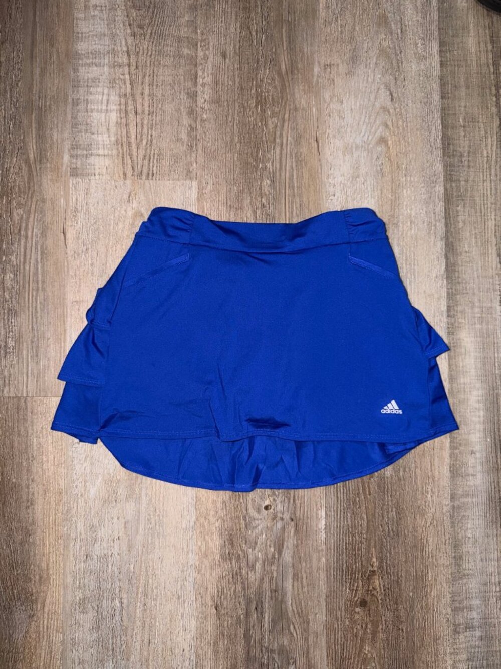 adidas womens Ruffled Skort Tennis Dress, Lucid Blue, Medium